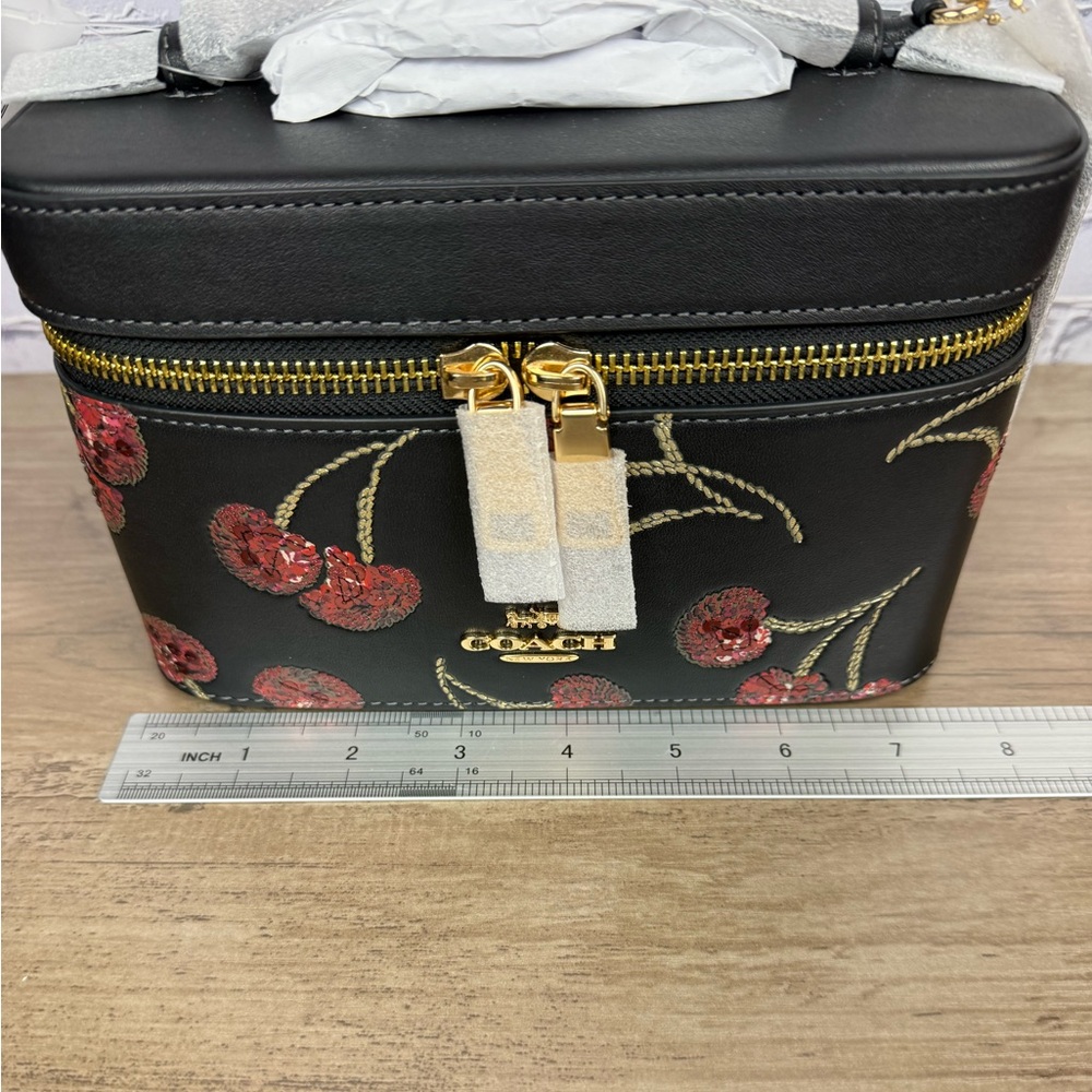 NWT Coach Black and Red Cosmetic Case With Cherry Print CDC13 styled set - Picture 12 of 13